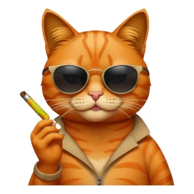 Orange cat with black sunglasses somoking small joint sticker