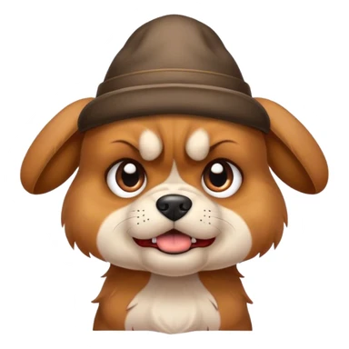 an angry puppy in a hat
 sticker