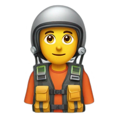 Man with keffiyeh and electrical vest in a paraglider sticker