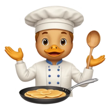 Duck chef is flipping pancakes sticker