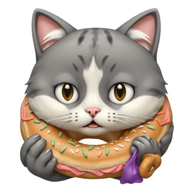 Ağlayan üzgün simit yiyen kedi sticker