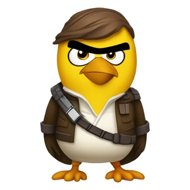 yellow angry bird dressed as han solo sticker