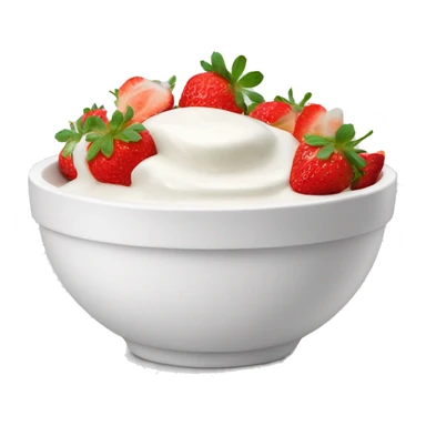 White bowl with yogurt and strawberries on top  sticker