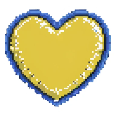 heart with yellow top and blue bottom sticker