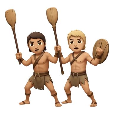 fight between two stone age  man  sticker