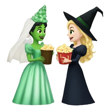 Glinda and elphaba eating popcorn  sticker