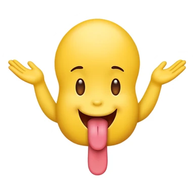  emoji with tongue out and hands on the side sticker