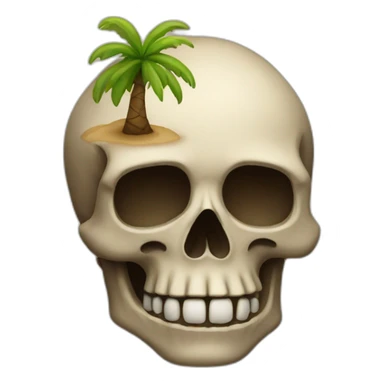 an island in the form of a skull sticker