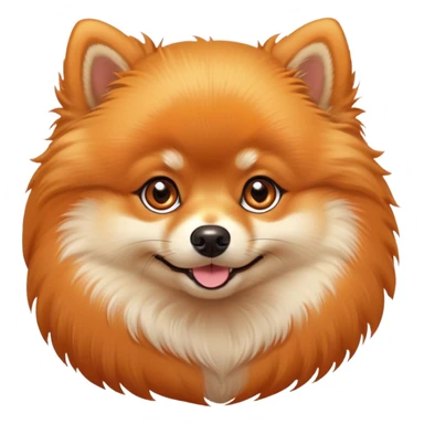 Cinematic Cute Orange Pomeranian Portrait Emoji, Head tilted playfully and inquisitively, featuring a luscious, fluffy orange Fur with a natural sheen, round, sparkling brown eyes filled with curiosity, Simplified yet irresistibly adorable features, highly detailed, glowing with a warm, friendly glow, high shine, affectionate and lively, stylized with a touch of whimsy, bright and endearing, soft glowing outline, capturing the essence of a mischievous yet loving pup, so playful it feels like it could scamper out of the screen and into your arms! sticker