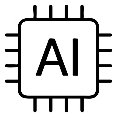 AI chip icon, outlined style, simple and bold sticker