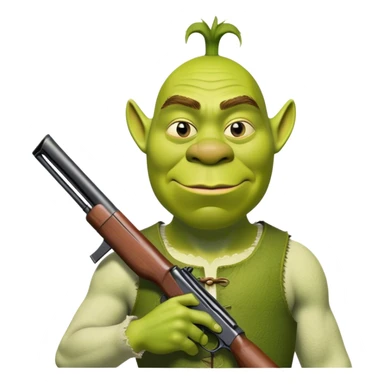 Very thin Shrek with shotgun sticker