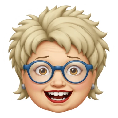short fat lady with glasses ,crooked teeth and crazt hair sticker