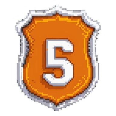 Detailed HTML5 logo with orange shield and white '5' in pixelated retro style sticker