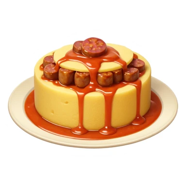 Fai l’emoji di una polenta che è quasi del tutto ricoperta di sugo, con la salsiccia sopra sempre bella insugata sticker