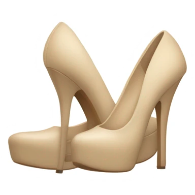 high heels platform with long thin heel beige sticker