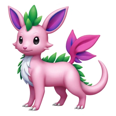 Shiny Shaymin-Salandit-Sylveon-Amaura-Fakémon-hybrid-creature (full body)  sticker