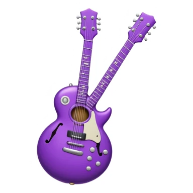 a purple Christmas ornament with a guitar sticker