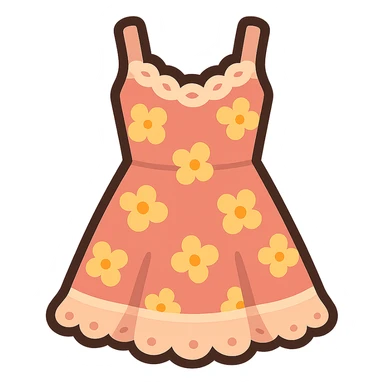 frilly lacey floral pink summer sundress, flat twitter-style emoji sticker