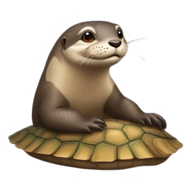 Une loutre sur une tortue sticker