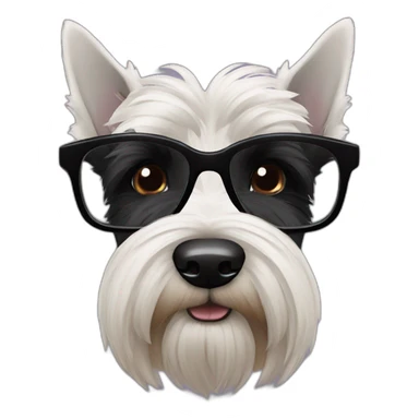 black senior Scottish terrier glasses black sticker