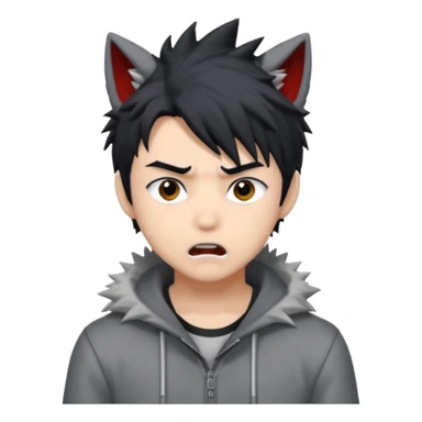 Wolf Anime Boy scared sticker