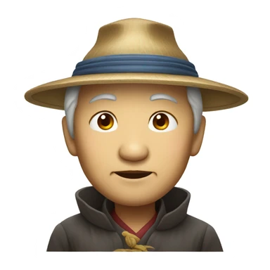 Old Chinese man with traditional Chinese hat sticker