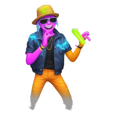Rave party dancing neon smoking sticker