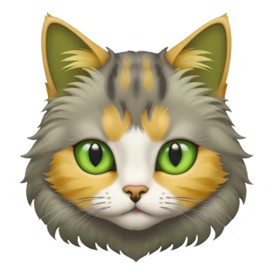 Cat with green eyes, grey and yellow face sticker