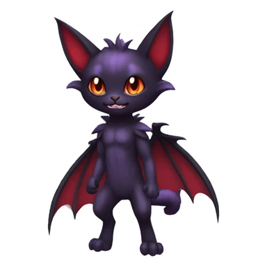 Cute cool dark black red purple bat cat Fakemon full body sticker