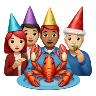 Too many people eating lobster at a family party sticker