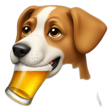 Dog drinking beer sticker