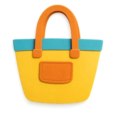 playful and bright paper-craft style beach bag on a white background sticker