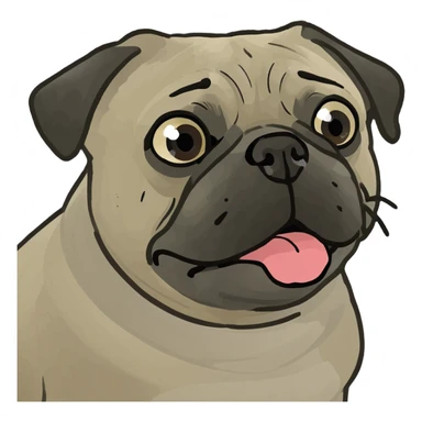 Pug wrapped in baby cradle sticker