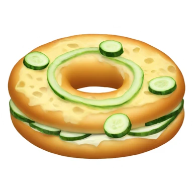 A bagel with cheese and cucumber  sticker