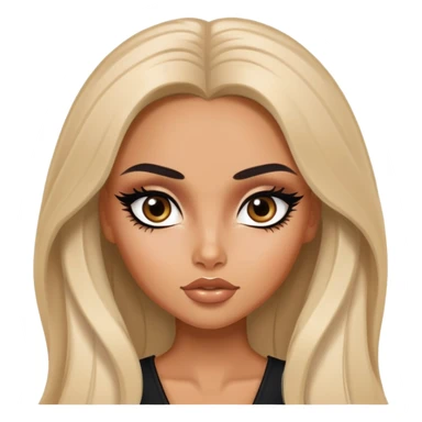 russian features, beauty,  hair, tan skin,  eyes, pretty eyes, black eyeliner, pretty bratz baddie sticker