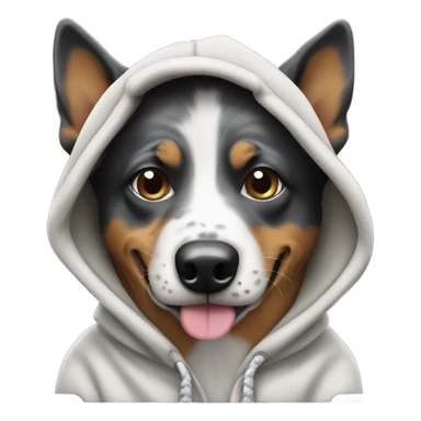 Cattle dog wearing a hoodie sticker