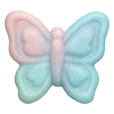 realistic butterfly-shaped candy in pastel colors, isolated on a transparent background, no visible background sticker