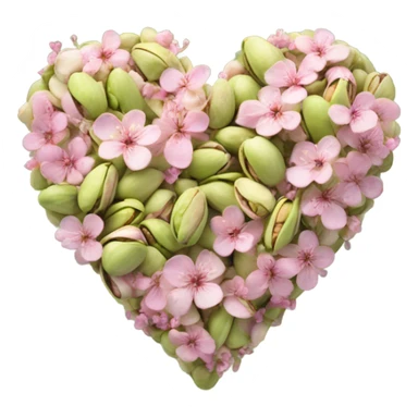 pistachio realistic heart decorated with pink flowers sticker
