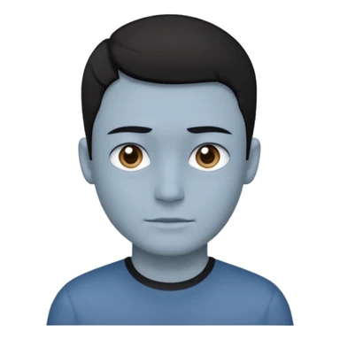 blue grey skin man, wear black shirt sticker