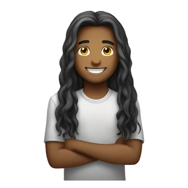smiling boy with long hair sticker