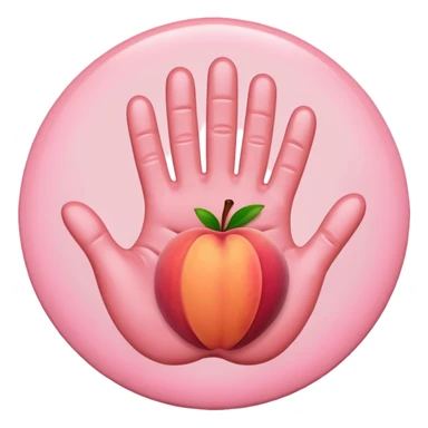 Peach emoji with handprint sticker