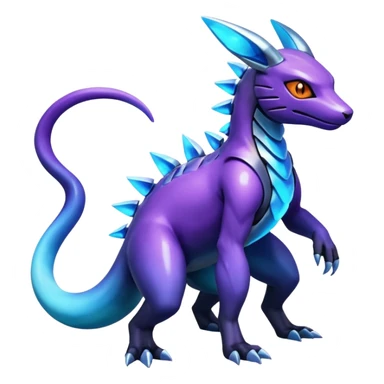 Shiny Futuristic Dusknoir-Salandit-Glaceon-Fakémon-hybrid-creature (full body)  sticker