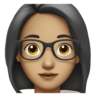 Girl white skin black hair brown eyes with glasses sticker