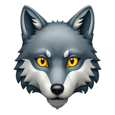 Black and white wolf face shadow emoji sticker
