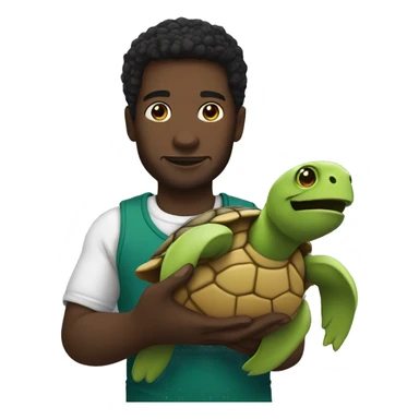 black man holding a turtle sticker