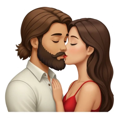 Br man with beard kissing brunette woman with long hair sticker