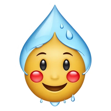 Emoji smiley face with water drop on head but make water drop red sticker