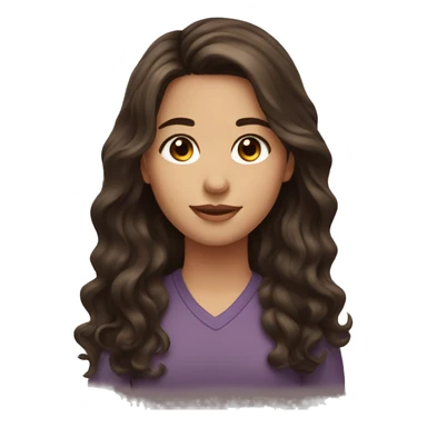 girl with brown eyes and long dark brown wavy layered hair sticker