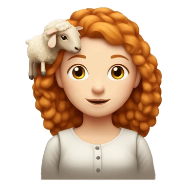 Ginger girl with a sheep  sticker