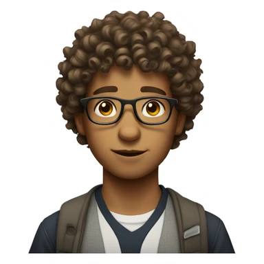 nerdy curly hair boy sticker